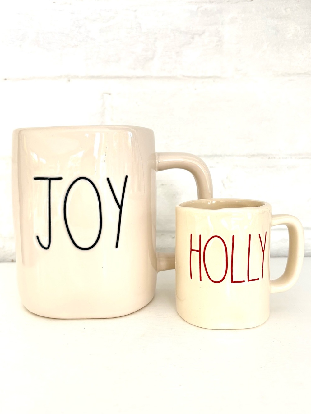 Christmas Holly Mini Mug Ornament & Large Joy Mug Rae Dunn Artisan Collection